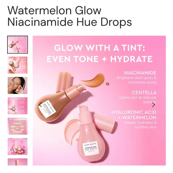Glow Recipe Watermelon Glow Niacinamide Hue Drops 40ml SunGlow NIB - Picture 10 of 15